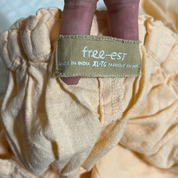 Free-est Demi Cotton-Linen Pants.Color Pale Peach. - Picture 9 of 12